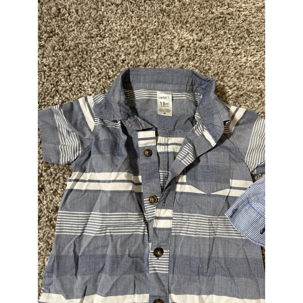 Carter’s Baby Boy Outfit Lot 18M Romper & Long Sleeve Button Shirt